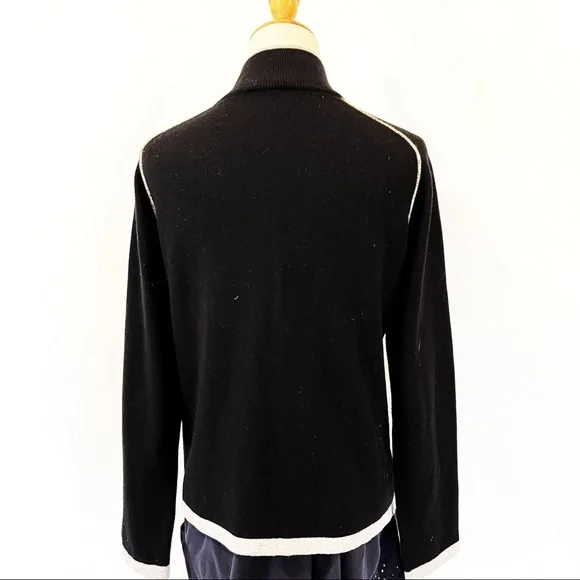 Cashmere and Silk Black Zip Front Sweater Black Gray Small Made in Italy - Picture 5 of 9